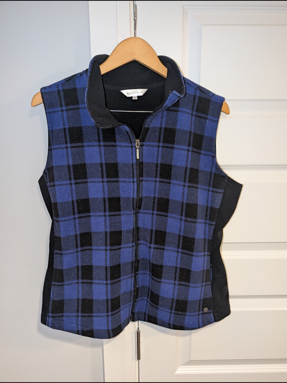 Northern Reflections Blue and Black Plaid Fleece Vest